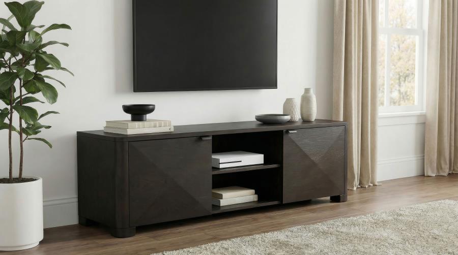 Marcelo Coffee Brown Wood 71" 2-Door Modern TV Stand – 736063