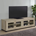 Sachin Distressed Pine 79" TV Stand with 4 Glass Front Doors – 736283
