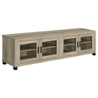 Sachin Distressed Pine 79" TV Stand with 4 Glass Front Doors – 736283