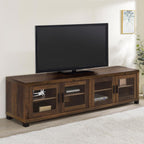 Sachin Dark Pine 79" TV Stand with 4 Glass Front Doors – 736293
