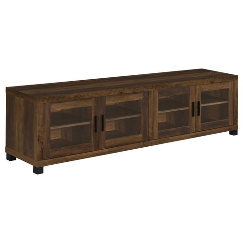 Sachin Dark Pine 79" TV Stand with 4 Glass Front Doors – 736293