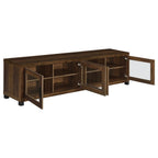 Sachin Dark Pine 79" TV Stand with 4 Glass Front Doors – 736293