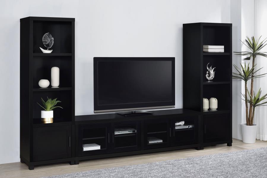 Coaster 736303-S3 3 pc Jupiter black finish wood modern TV stand entertainment center