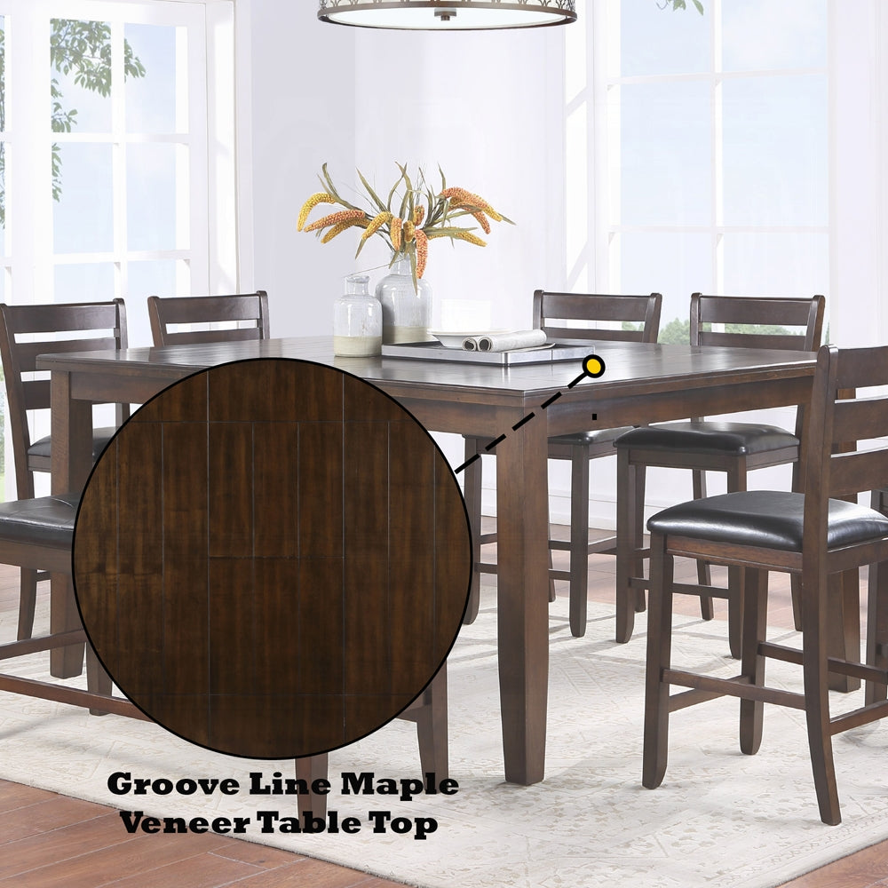 Acme 74630-33-34 8 pc urbana iii plank top espresso finish wood counter height dining table set