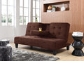 Mckie 71" Brown Dacron Fabric Click Clack Folding Futon Sofa Bed Lounge with Drop-Down Cup Holder - 7501-BR