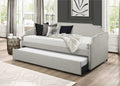 Oak Hill Twin Daybed with Trundle – Khaki Linen Fabric & Nail Head Trim - 7513