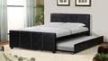 7526-F Wrought studio shula black faux leather full size bed with twin size trundle bed