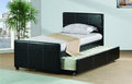 7526-T Wrought studio shula black faux leather twin size bed with twin size trundle bed