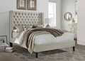 Bourdon Queen Bed – Beige Fabric Button Tufted Headboard with Nail Head Accents & Rails -7534-Q