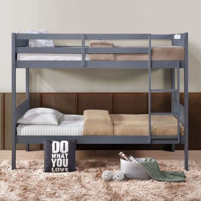 University Grey Twin Over Twin Convertible Bunk Bed - 7541