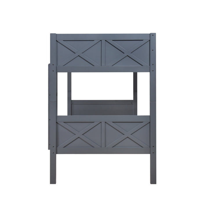 University Grey Twin Over Twin Convertible Bunk Bed - 7541