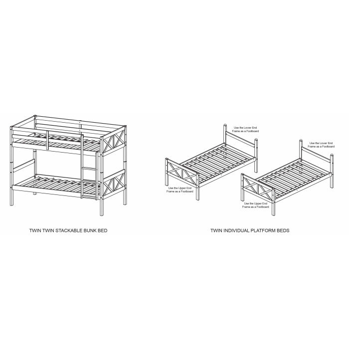 University Espresso Twin Over Twin Convertible Bunk Bed – Milton Greens Stars - 7542