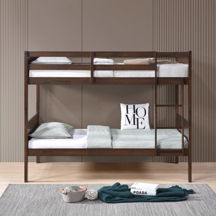 University Espresso Twin Over Twin Convertible Bunk Bed – Milton Greens Stars - 7542