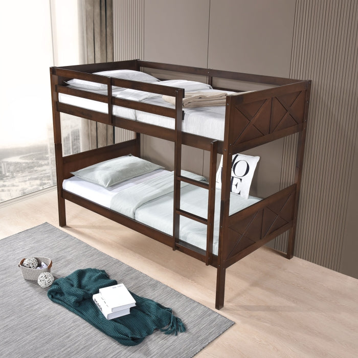 University Espresso Twin Over Twin Convertible Bunk Bed – Milton Greens Stars - 7542