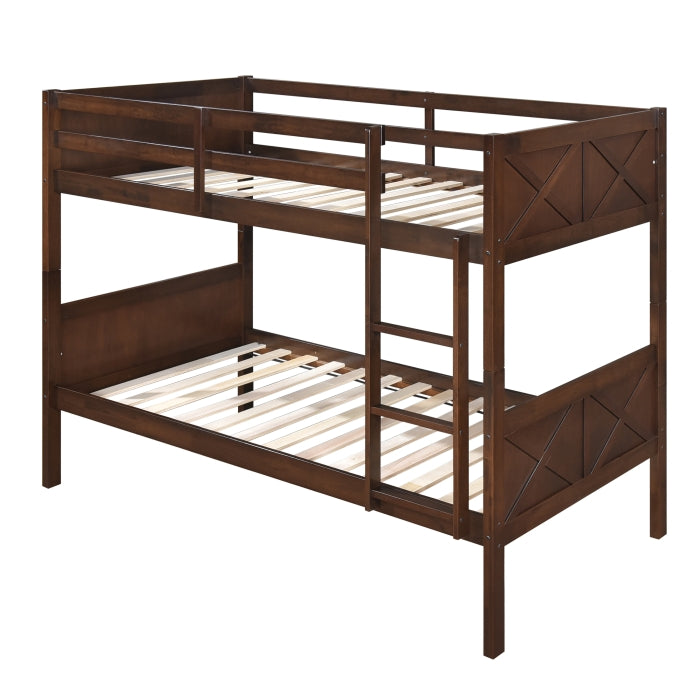 University Espresso Twin Over Twin Convertible Bunk Bed – Milton Greens Stars - 7542