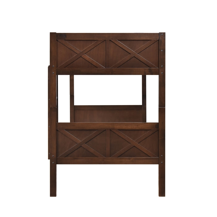 University Espresso Twin Over Twin Convertible Bunk Bed – Milton Greens Stars - 7542