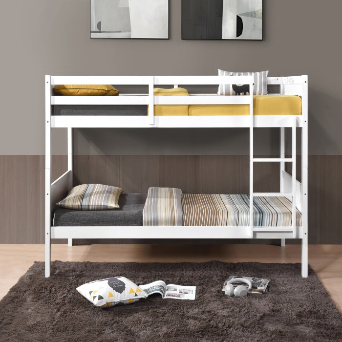University White Twin Over Twin Convertible Bunk Bed – Milton Greens Stars - 7543