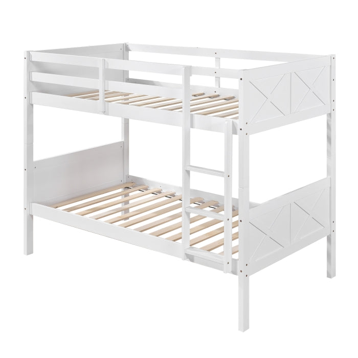 University White Twin Over Twin Convertible Bunk Bed – Milton Greens Stars - 7543
