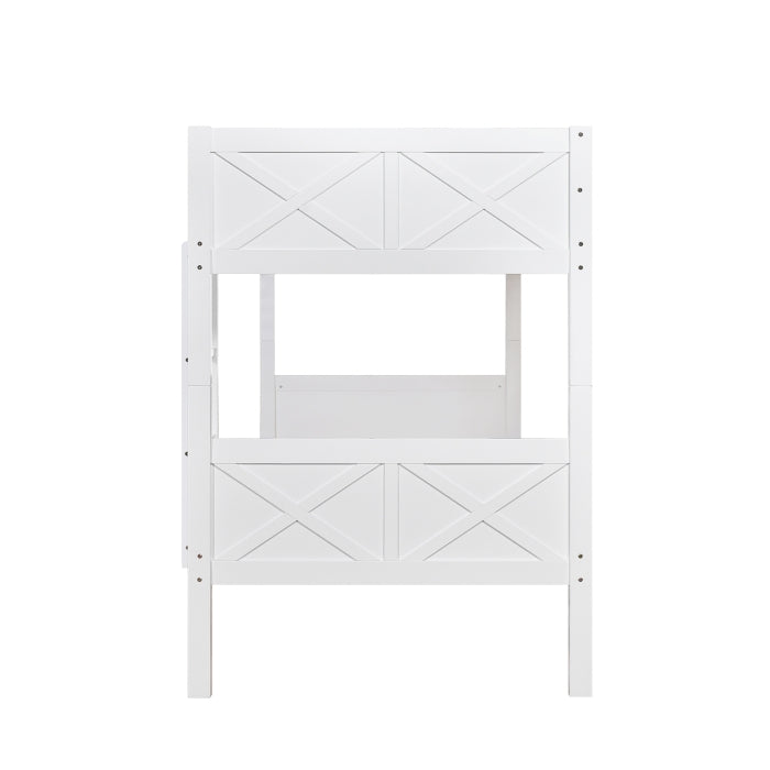 University White Twin Over Twin Convertible Bunk Bed – Milton Greens Stars - 7543