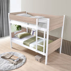Two Tone White and Natural Twin Over Twin Convertible Bunk Bed – Milton Greens Stars - 7546