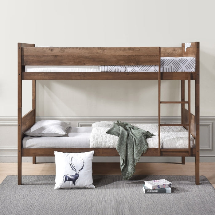 Two Tone Brown Twin Over Twin Convertible Bunk Bed – Milton Greens Stars - 7547
