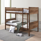 Two Tone Brown Twin Over Twin Convertible Bunk Bed – Milton Greens Stars - 7547