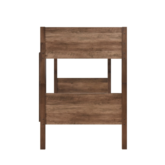 Two Tone Brown Twin Over Twin Convertible Bunk Bed – Milton Greens Stars - 7547