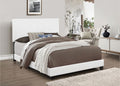Regents Queen Bed Set – White Faux Leather with Headboard, Footboard & Rails - 7564