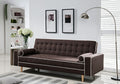7567-BR Marleen brown linen like fabric click clack folding futon sofa bed