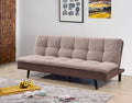 75" Light Brown Fabric Click Clack Folding Futon Sofa Bed Lounge with Tapered Metal Legs - 7568LBR