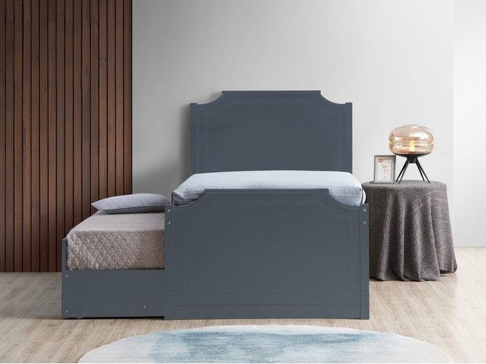 7593-GY Harriet bee riley captains style grey finish wood twin size bed with storage trundle bed