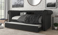 7607-DG  House of hampton dark gray fabric upholstered button tufted day bed with nail head trim