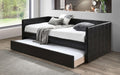 7610  House of hampton brown faux leather upholstered day bed with twin trundle
