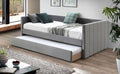 7611  House of hampton grey velvet upholstered day bed with twin trundle