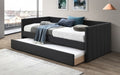 7613  House of hampton charcoal linen upholstered day bed with twin trundle