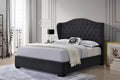 Full Bed – Dark Grey Fabric Button Tufted Winged Headboard with Footboard & Rails - 7670-F