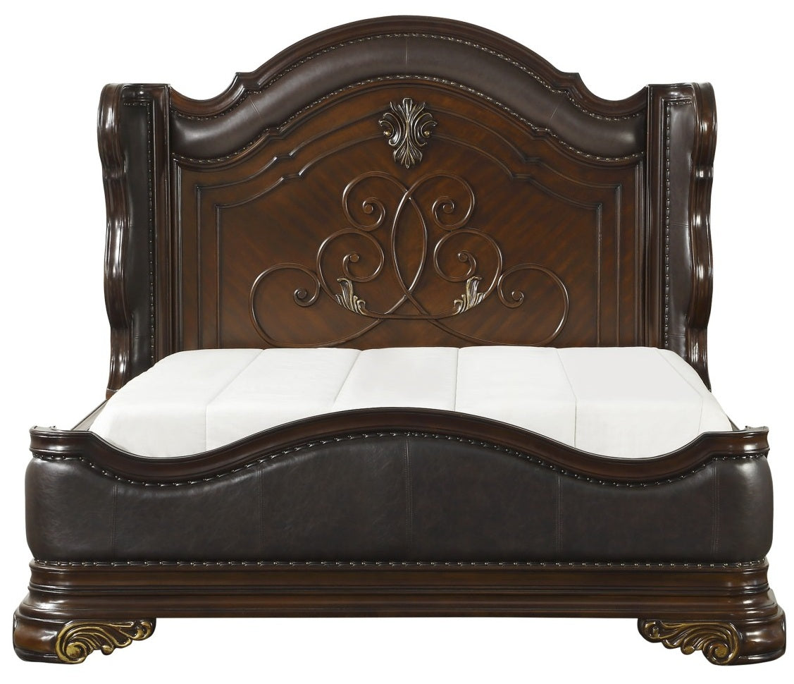 Homelegance 1603-4PC 4 pc Astoria grand cherry finish wood low profile footboard queen bedroom set
