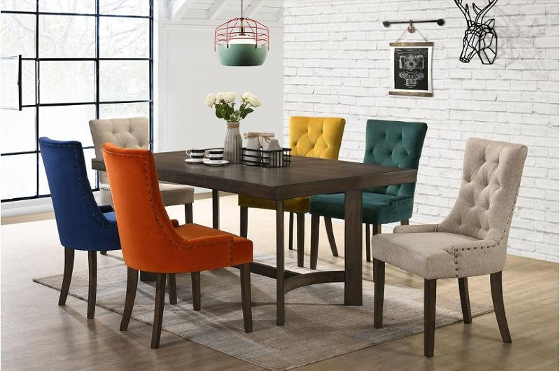 Acme 77170-7PC 7 pc Farren weatherd oak finish wood dining table set scoop chairs