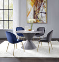 Acme 77830A 5 pc Red barrell studio ansonia faux concrete finish round dining table set with grey or blue velvet chairs