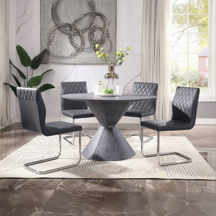 Acme 77830-32 5 pc Red barrell studio ansonia faux concrete finish round dining table set
