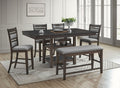 Graven 6-Piece Antique Grey Counter Height Dining Set with Storage Pedestal, Bench & Butterfly Leaf - 7801-6PC