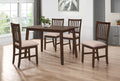 5-Piece Walnut Wood Dining Table Set with Fabric Padded Chairs - 7807-5PC