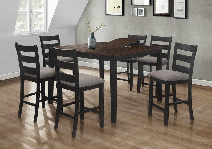 7816-7PC  7 pc Red barrel studio black and brown finish wood counter height dining table set butterfly leaf