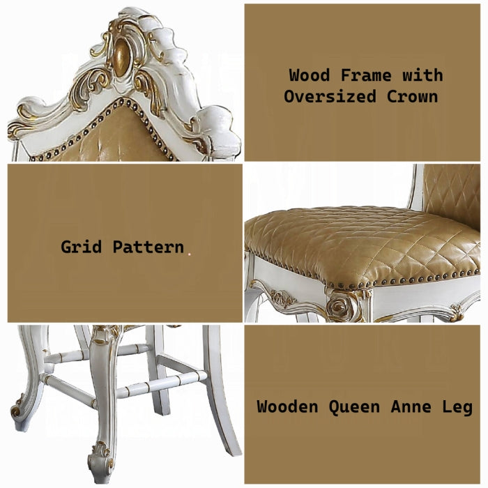 Acme 78210-12 5 pc Astoria grand picardy antique pearl and cherry finish wood 48" round counter height dining table set