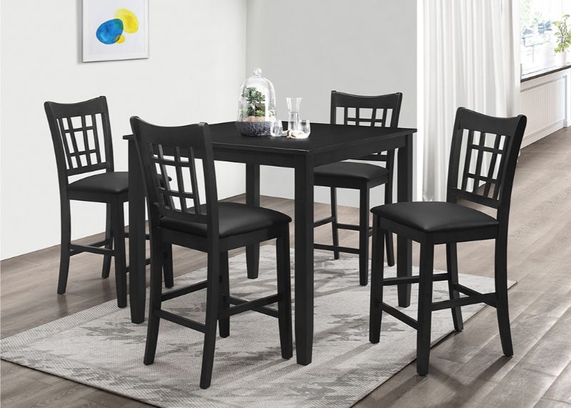 7855-5PC 5 pc Winston porter charlene black finish wood counter height dining table set