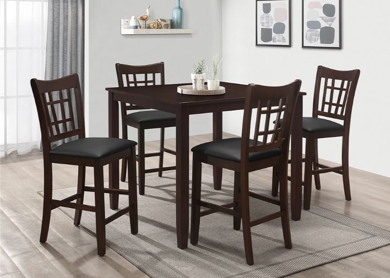 7856-5PC 5 pc Winston porter charlene espresso finish wood counter height dining table set