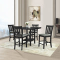 5-Piece Black Wood Counter Height Dining Table Set with 4 Fabric Padded Chairs - 7867-5PC