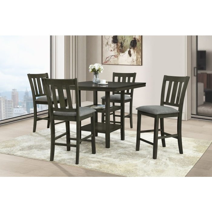 7868-5PC 5 pc Grey finish wood 42" x 42" counter height dining table set