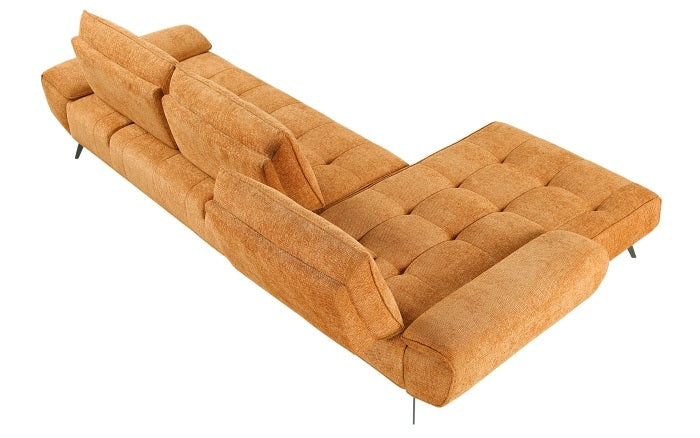 Homelegance 8400RNG-2LC2R 2 pc Pleasure orange chenille fabric sectional sofa set adjustable back rests