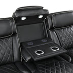 Homelegance 9516BLK-2PWH 2 pc Fairway black breathable faux leather power motion sofa and love seat set USB LED